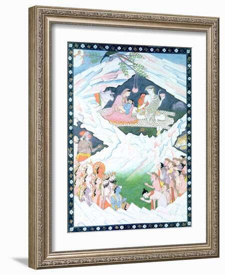 The Holy Family of Shiva and Parvati on Mount Kailash-null-Framed Giclee Print