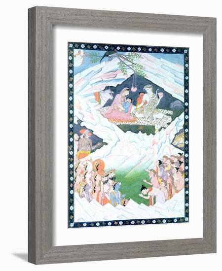 The Holy Family of Shiva and Parvati on Mount Kailash-null-Framed Giclee Print