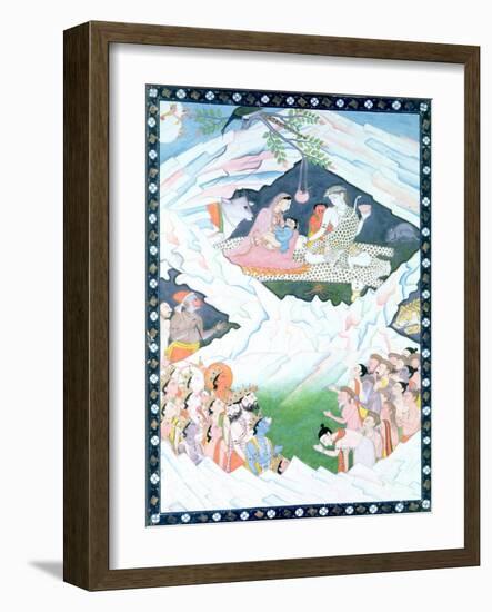 The Holy Family of Shiva and Parvati on Mount Kailash-null-Framed Giclee Print