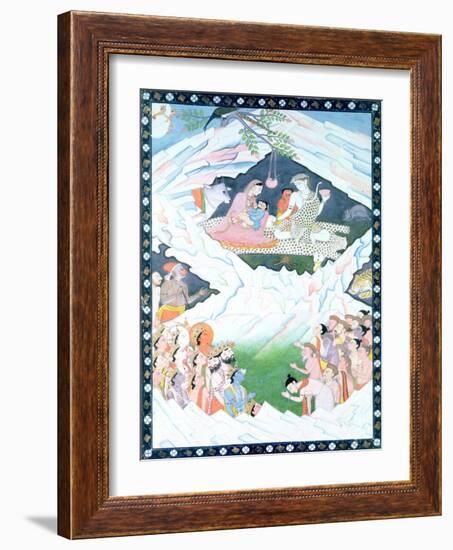 The Holy Family of Shiva and Parvati on Mount Kailash-null-Framed Giclee Print