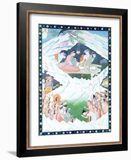 The Holy Family of Shiva and Parvati on Mount Kailash-null-Framed Giclee Print