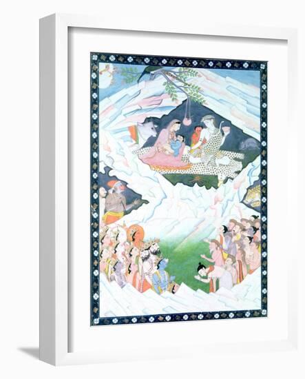 The Holy Family of Shiva and Parvati on Mount Kailash-null-Framed Giclee Print