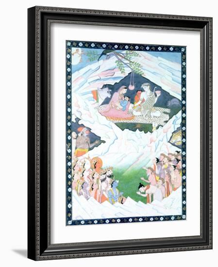 The Holy Family of Shiva and Parvati on Mount Kailash-null-Framed Giclee Print