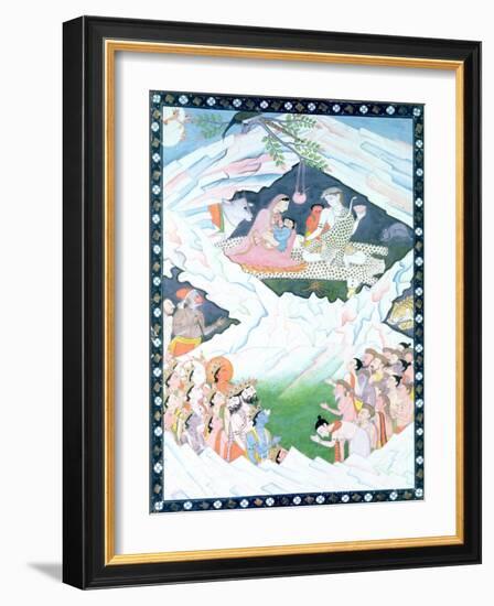 The Holy Family of Shiva and Parvati on Mount Kailash-null-Framed Giclee Print