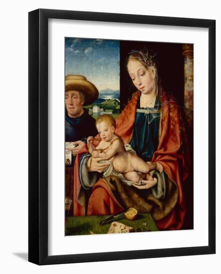 The Holy Family oil on wood-Joos van Cleve-Framed Giclee Print