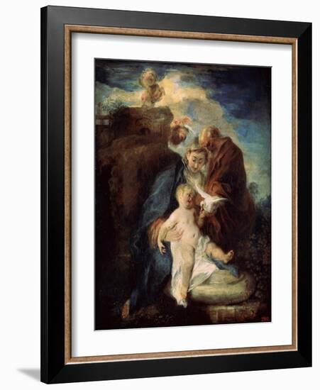 The Holy Family (Rest on the Flight into Egyp), 1719-Jean-Antoine Watteau-Framed Giclee Print