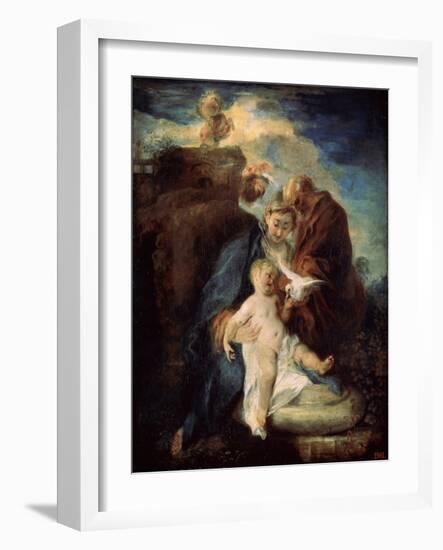 The Holy Family (Rest on the Flight into Egyp), 1719-Jean-Antoine Watteau-Framed Giclee Print