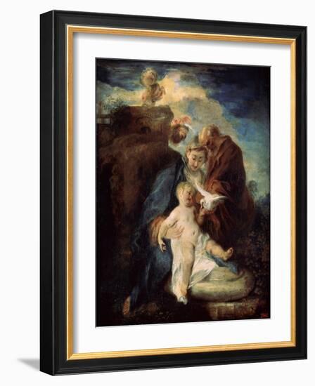 The Holy Family (Rest on the Flight into Egyp), 1719-Jean-Antoine Watteau-Framed Giclee Print