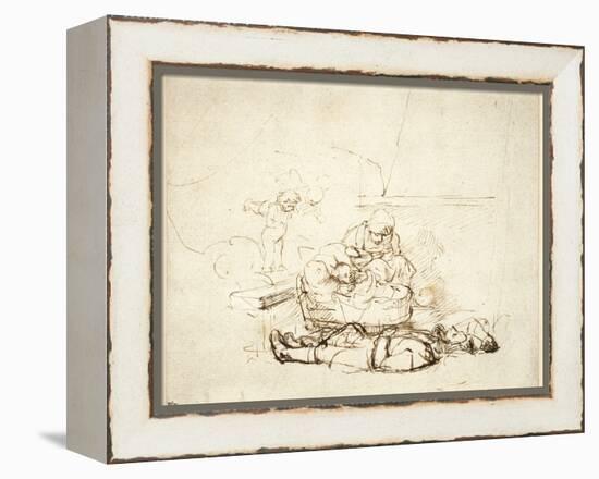 The Holy Family Sleeping, with Angels, 1645-Rembrandt van Rijn-Framed Premier Image Canvas