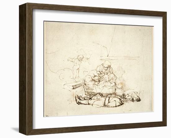 The Holy Family Sleeping, with Angels, 1645-Rembrandt van Rijn-Framed Giclee Print