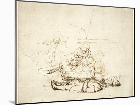 The Holy Family Sleeping, with Angels, 1645-Rembrandt van Rijn-Mounted Giclee Print