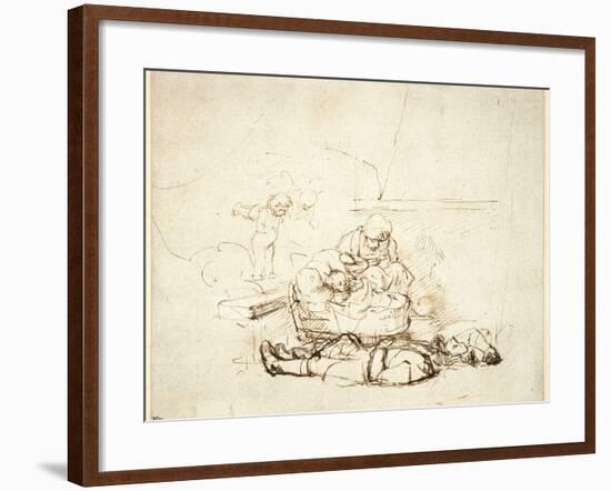 The Holy Family Sleeping, with Angels, 1645-Rembrandt van Rijn-Framed Giclee Print