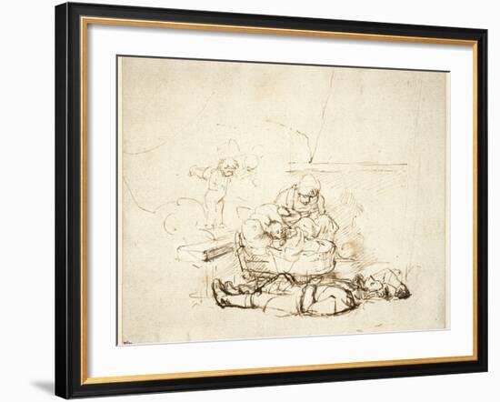 The Holy Family Sleeping, with Angels, 1645-Rembrandt van Rijn-Framed Giclee Print