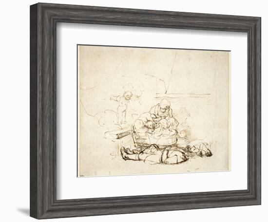 The Holy Family Sleeping, with Angels, 1645-Rembrandt van Rijn-Framed Giclee Print