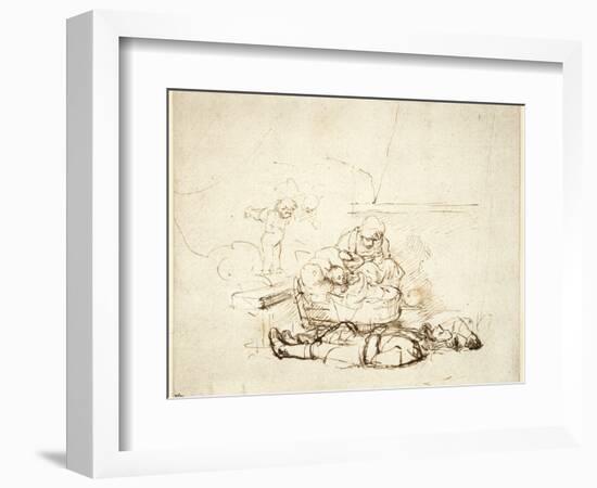 The Holy Family Sleeping, with Angels, 1645-Rembrandt van Rijn-Framed Giclee Print