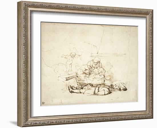 The Holy Family Sleeping, with Angels, 1645-Rembrandt van Rijn-Framed Giclee Print