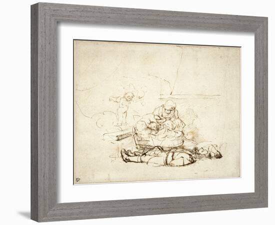 The Holy Family Sleeping, with Angels, 1645-Rembrandt van Rijn-Framed Giclee Print