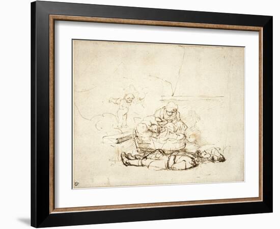 The Holy Family Sleeping, with Angels, 1645-Rembrandt van Rijn-Framed Giclee Print