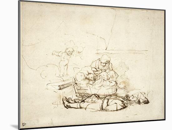 The Holy Family Sleeping, with Angels, 1645-Rembrandt van Rijn-Mounted Giclee Print