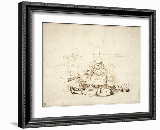 The Holy Family Sleeping, with Angels, 1645-Rembrandt van Rijn-Framed Giclee Print