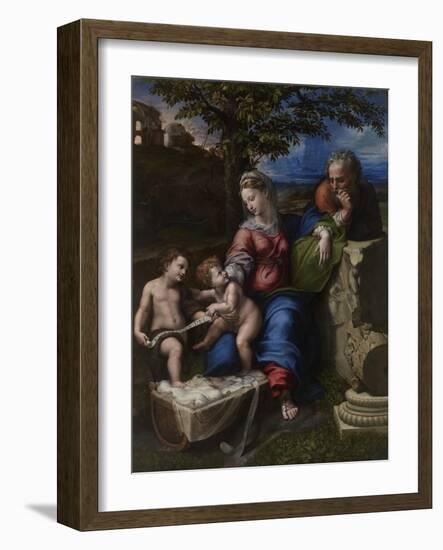 The Holy Family under an Oak Tree, Ca 1518-Raphael-Framed Giclee Print