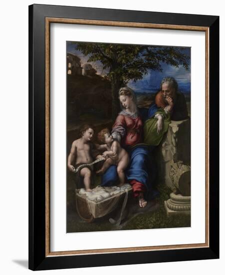 The Holy Family under an Oak Tree, Ca 1518-Raphael-Framed Giclee Print