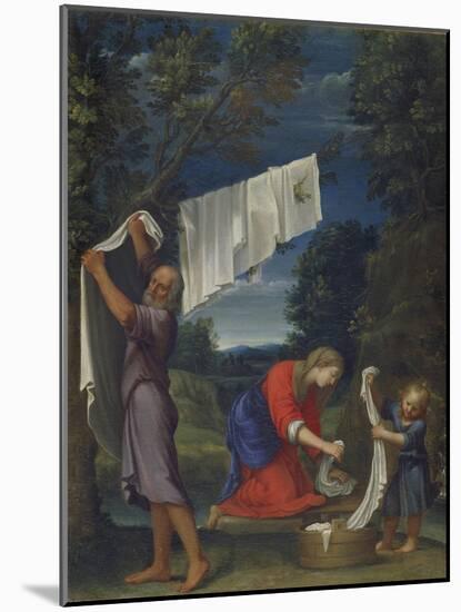 The Holy Family Washing Clothes-Lucio Massari-Mounted Giclee Print