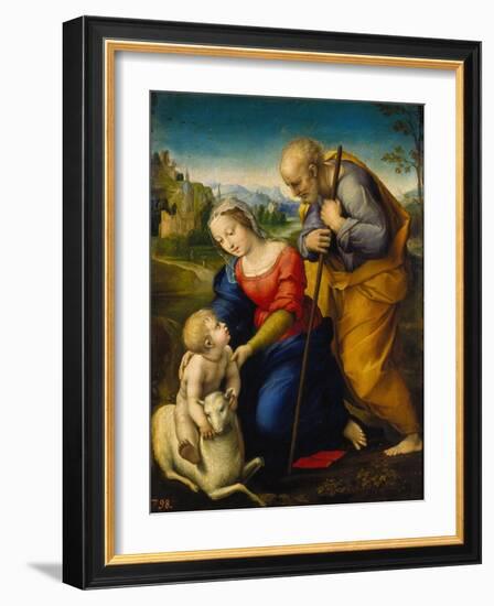 The Holy Family with a Lamb, 1507-Raphael-Framed Giclee Print