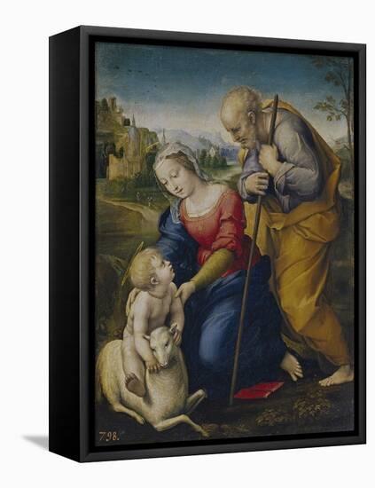 The Holy Family with a Lamb, 1507-Raphael-Framed Premier Image Canvas