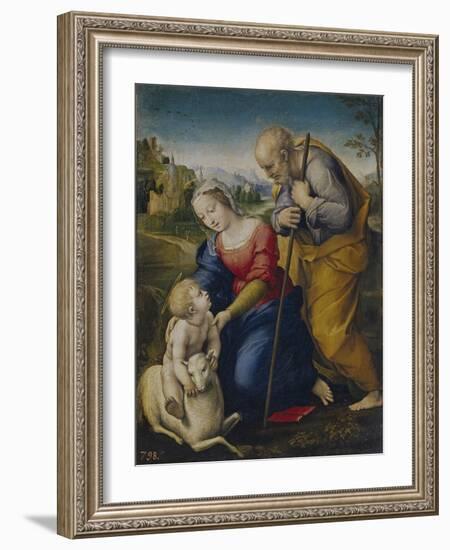 The Holy Family with a Lamb, 1507-Raphael-Framed Giclee Print