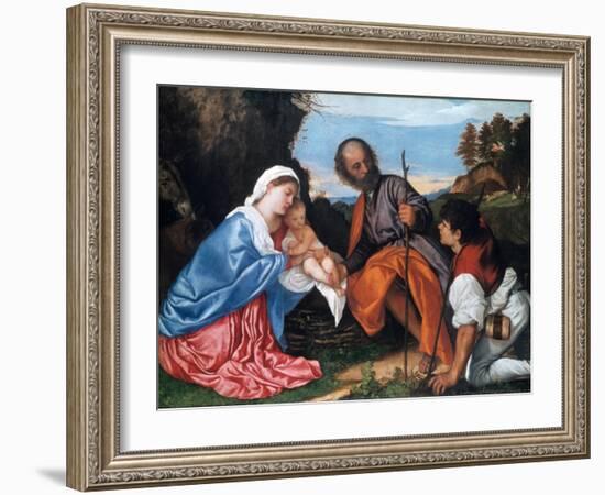 The Holy Family with a Shepherd, C1510-Titian (Tiziano Vecelli)-Framed Giclee Print