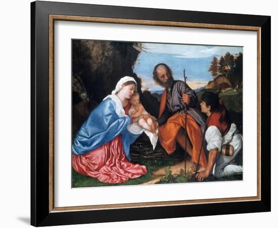 The Holy Family with a Shepherd, C1510-Titian (Tiziano Vecelli)-Framed Giclee Print