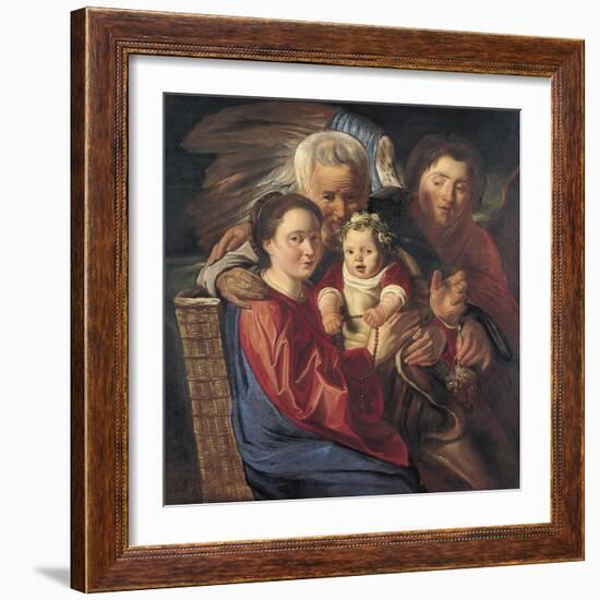 The Holy Family with an Angel-Jacob Jordaens-Framed Giclee Print