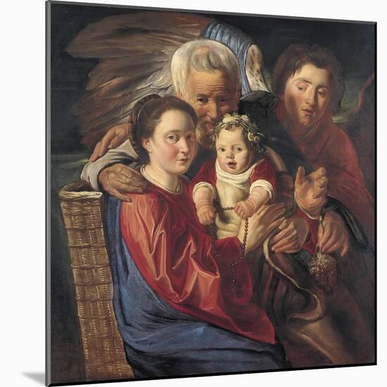 The Holy Family with an Angel-Jacob Jordaens-Mounted Giclee Print