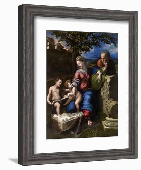 The Holy Family with an Oak Tree, 1518-1520-Raphael-Framed Giclee Print