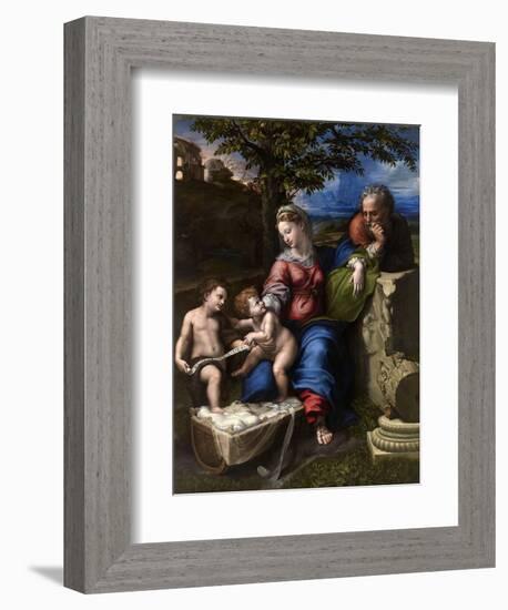 The Holy Family with an Oak Tree, 1518-1520-Raphael-Framed Giclee Print