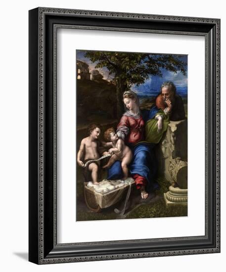 The Holy Family with an Oak Tree, 1518-1520-Raphael-Framed Giclee Print