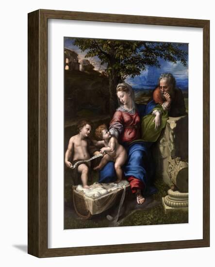 The Holy Family with an Oak Tree, 1518-1520-Raphael-Framed Giclee Print