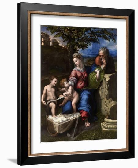 The Holy Family with an Oak Tree, 1518-1520-Raphael-Framed Giclee Print