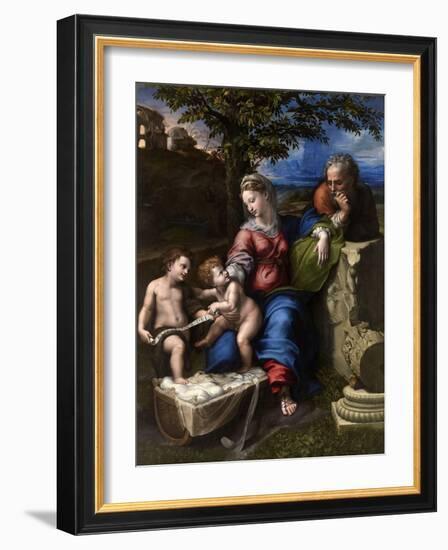 The Holy Family with an Oak Tree, 1518-1520-Raphael-Framed Giclee Print