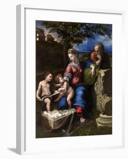 The Holy Family with an Oak Tree, 1518-1520-Raphael-Framed Giclee Print