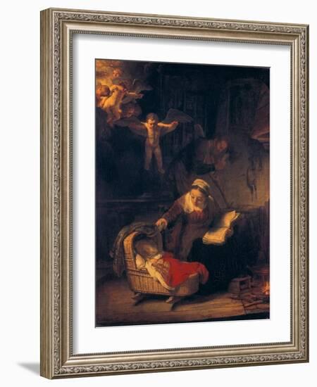 The Holy Family with Angels, 1645-Rembrandt van Rijn-Framed Giclee Print