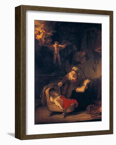 The Holy Family with Angels, 1645-Rembrandt van Rijn-Framed Giclee Print