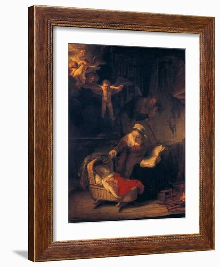 The Holy Family with Angels, 1645-Rembrandt van Rijn-Framed Giclee Print
