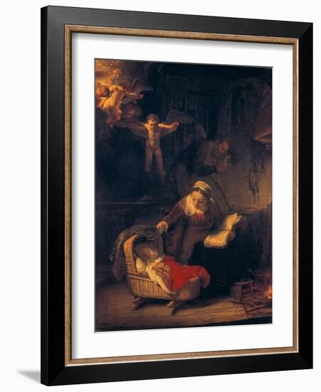 The Holy Family with Angels, 1645-Rembrandt van Rijn-Framed Giclee Print