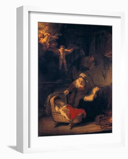 The Holy Family with Angels, 1645-Rembrandt van Rijn-Framed Giclee Print