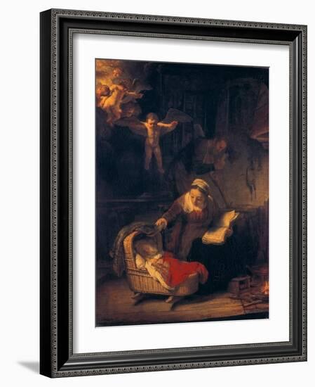 The Holy Family with Angels, 1645-Rembrandt van Rijn-Framed Giclee Print