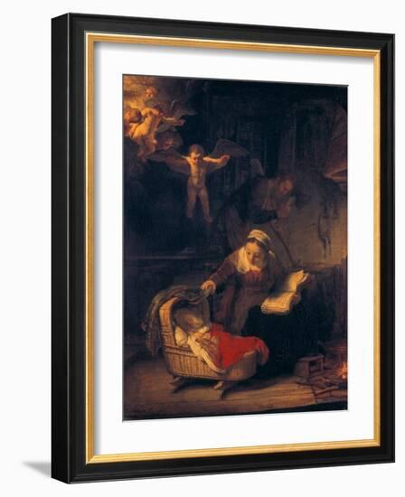 The Holy Family with Angels, 1645-Rembrandt van Rijn-Framed Giclee Print