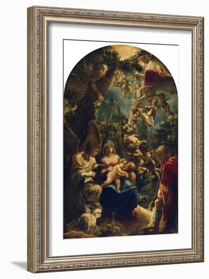 The Holy Family with Angels and John the Baptist, about 1599-Adam Elsheimer-Framed Giclee Print