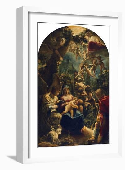 The Holy Family with Angels and John the Baptist, about 1599-Adam Elsheimer-Framed Giclee Print
